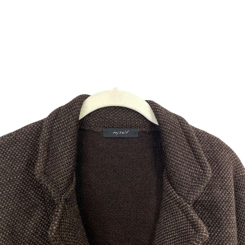 Myself wool blend knit slim sport coat blazer sweater Size M brown made in Italy - Picture 4 of 7